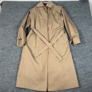 Misty Harbor 12P Trench Coat Wool Blend Double Breasted Belted Lined Made in USA